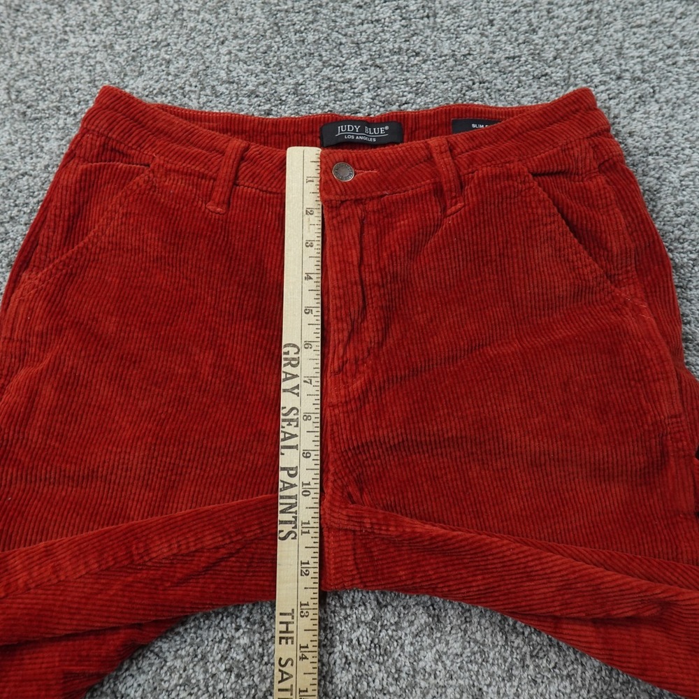 Judy Blue Pants Womens 29 Red Orange Corduroy Slim Fit Stretch Trouser Carpenter - Picture 5 of 12